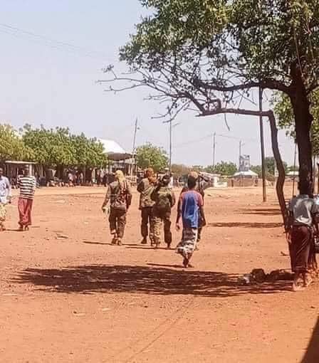 Photos posted online by the local residents show AlShabaab fighters inside Mataban district in Hiiraan region, central Somalia, after militants sized the town this morning