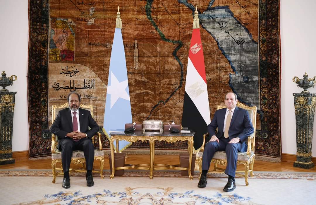 Egypt, Somalia sign military cooperation protocol; President Sisi and Somali President Hassan Sheikh Mahmoud witness the signing ceremony in Cairo. President Sisi affirms Egypt's position in support of Somalia's unity and sovereignty over its territories, and rejects any interference in its internal affairs, per reports